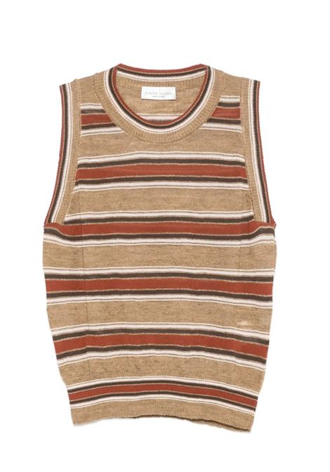gilet a righe uomo tabacco e rosa ROBERTO COLLINA | 261FXA0701405